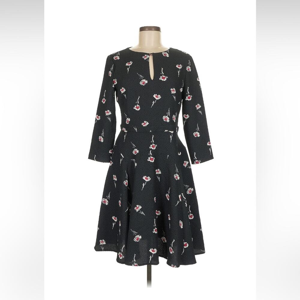 Armani Jeans black and floral print fit and flare‎ skater dress, size 8